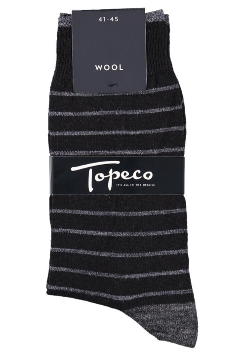 Topeco 3-pack strumpa mönstrad, ull, svart