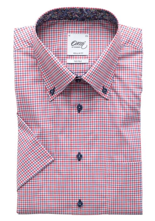 SHORT SLEEVED CHECKERED SHIRT WITH TRIM