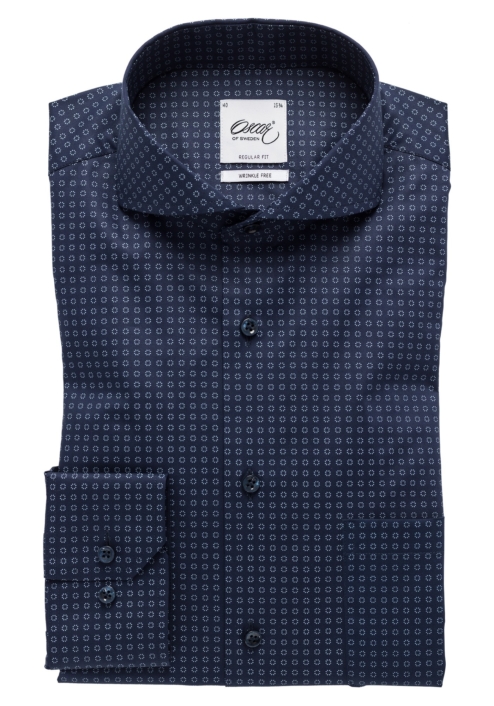 DEEP BLUE SHIRT WITH SMALL PRINT PATTERN