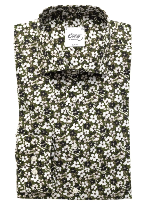 GREEN SHIRT WITH FLOWER-PATTERN