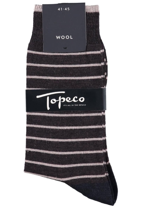 Topeco 3-pack strumpa mönstrad, ull, mörkbrun