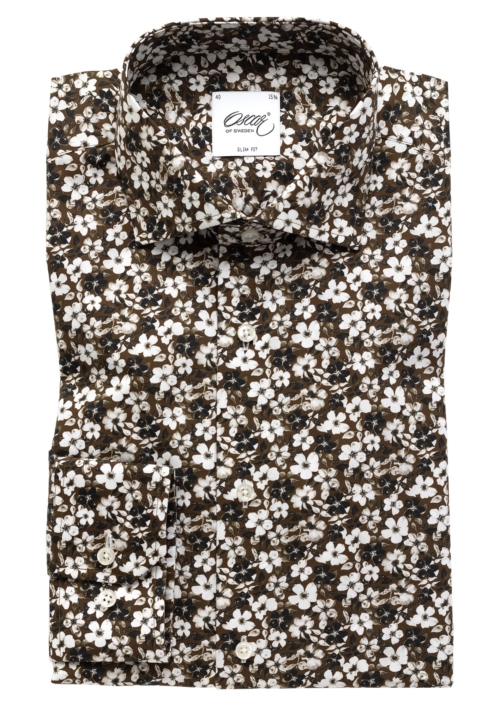 BROWN SHIRT WITH FLOWER-PATTERN